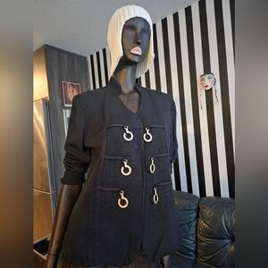 Hooks Blazer Bust 19" Sleeves 24" Waist 17.5" Length 27" Rayon 2 Button 1 Hook